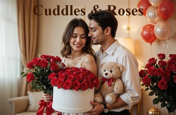 Roses & Teddy Delivery for Valentine's Day